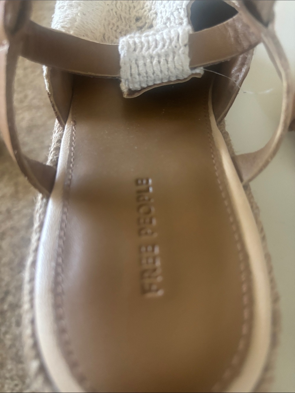 Free People Cream Crochet Platform Sandals with Tan Trim - Picture 5 of 6
